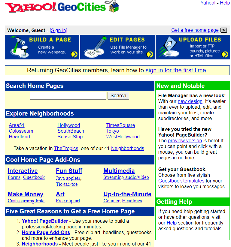 geocities.yahoo.com z 1999 roku
